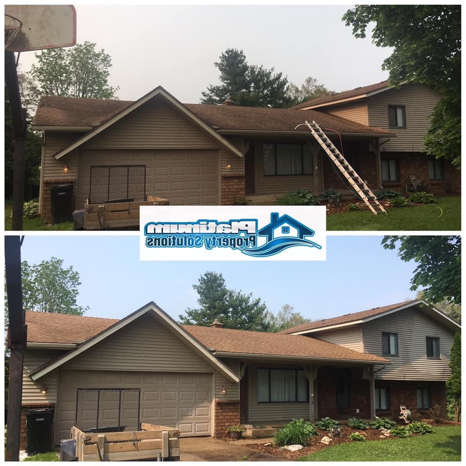 before and after roof washing in grand rapids michigan